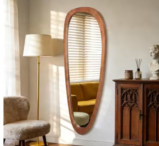 LuxHomez 22 in. W x 60 in. H Natural Wood-Frame Wall Mirror Deal