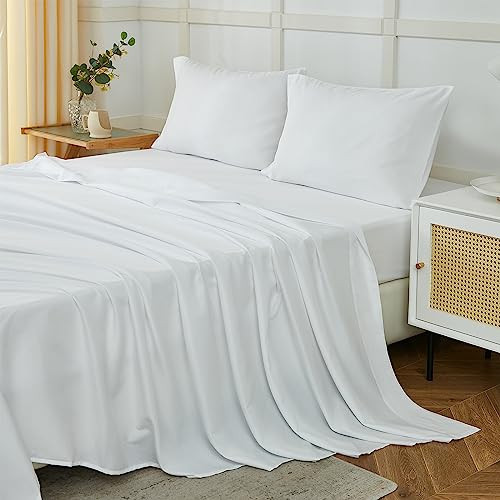 White King Size Sheets Set - 4 Piece