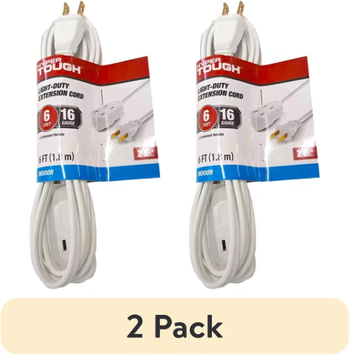 Hyper Tough 6FT 16AWG Indoor Household Extension Cord 2-Pack