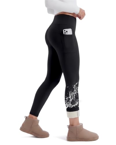 Fleece Lined Leggings Women with Pockets - Winter Thermal Water Resistant Deal