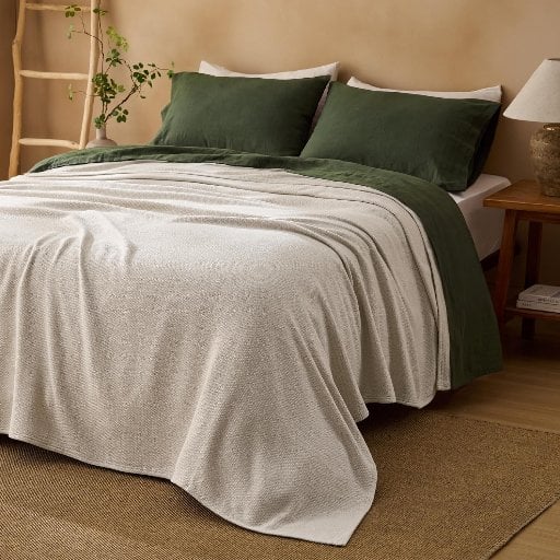 Bedsure 100% Cotton Blanket Linen Beige Deal