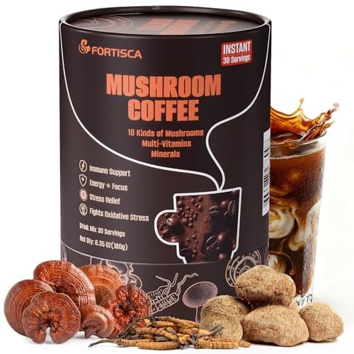 Mushrooms Coffee 10 in 1 (Lion's Mane, Cordyceps, Turkey Tail & Other) Ashwagandha Magnesium Multivitamins