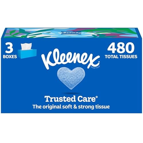 Kleenex Trusted Care Facial Tissues, 3 Flat Boxes, 160 Tissues per Box Deal