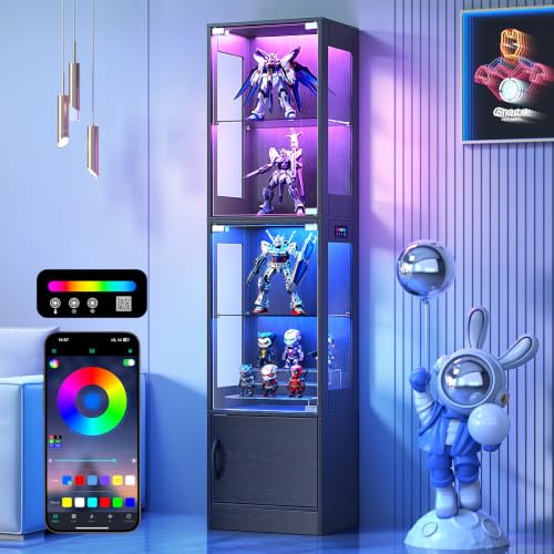 Display Cabinet with Glass Doors and RGB Lighting Deal