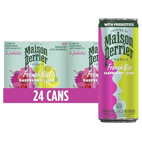 Maison Perrier French Kiss Sweetened Sparkling Juice Beverage, Raspberry & Lime, 24-Pack