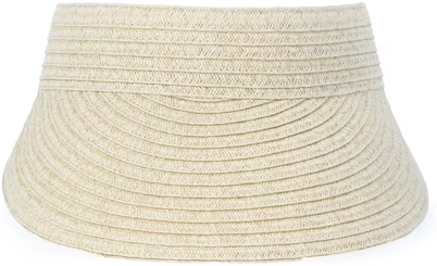 Time and Tru Women's Straw Visor Hat, Light Natural/Black Deal