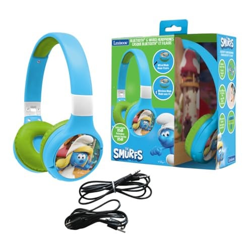 LexiBook The Smurfs 2-in-1 Bluetooth & Wired Headphones (Blue/Green) Deal