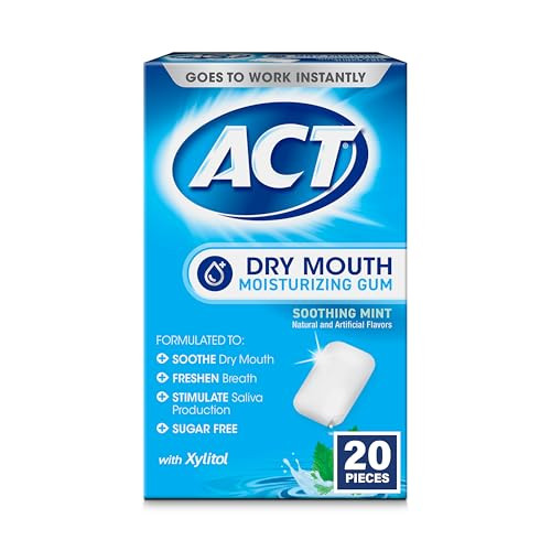 ACT Dry Mouth Moisturizing Xylitol Sugar-Free Gum 20-Piece (Soothing Mint)