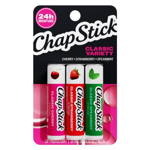 3-Pack 0.15-Oz ChapStick Classic Lip Balm Sticks (Cherry, Strawberry & Spearmint) Deal