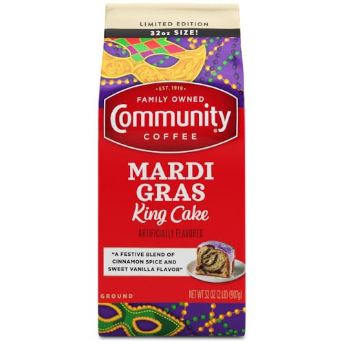 Community Coffee Mardi Gras King Cake Flavored 32 Ounces