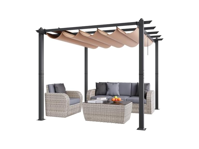 VEVOR 10'x10' Outdoor Retractable Pergola with Canopy (Beige) Deal