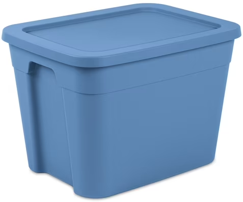 Sterilite 18 Gal Large Plastic Storage Bin with Snap-On Lid, Blue