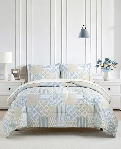 3-Piece Comforter Sets (Twin, Full/Queen or King) Patchwork, Plaid & More