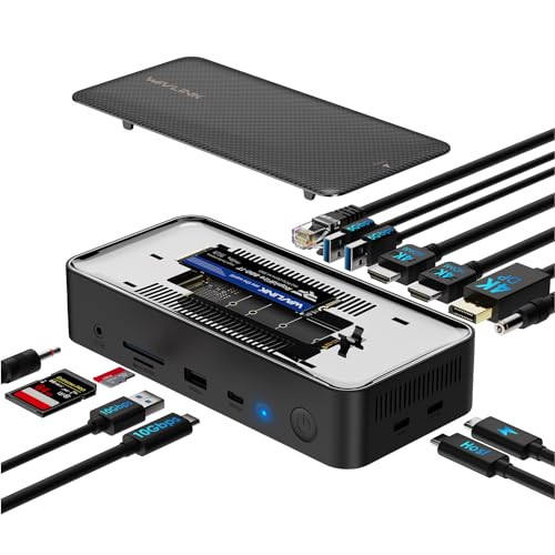 WAVLINK 13-in-1 USB-C Docking Station w/ Built-In M.2/SATA SSD Enclosure
