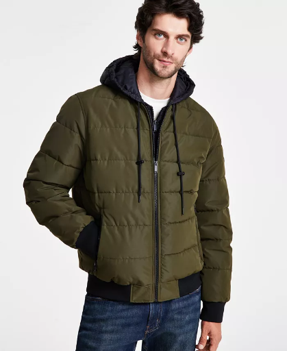 Michael Kors Men's Hooded Puffer Bomber Jacket Deal