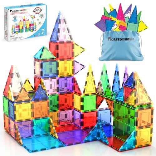 PicassoTiles 100 Piece Magnet Building Tiles