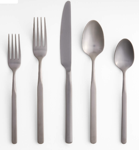 Crate & Barrel Mercer Gunmetal 5-Piece Flatware Place Setting Deal