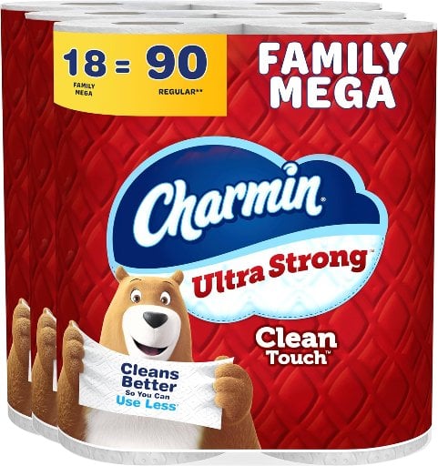 Charmin Ultra Strong Clean Touch 2-Ply Toilet Paper, 18 Family Mega Rolls Deal
