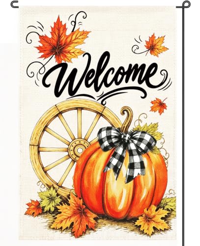 Fall Garden Flag 12x18 Inch Double Sided Welcome Pumpkin Farmhouse Decor