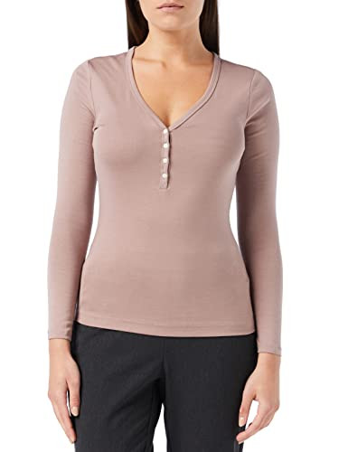 Amazon Essentials Women's Ribbed Knit Long Sleeve Henley T-Shirt
