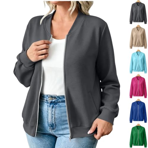 Women's Zip Up Long Sleeve Jacket with Pockets