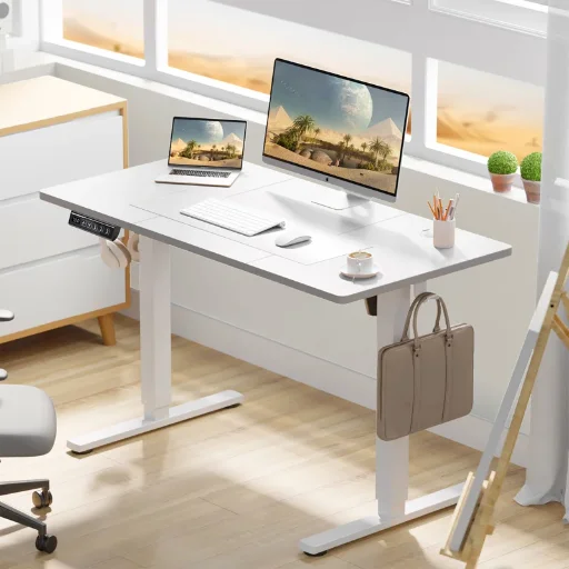 40" Inbox Zero Ovidia Standing & Height-Adjustable Desk (White)