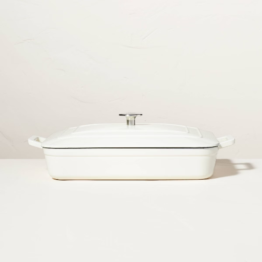 Hearth & Hand w/ Magnolia 13" x 9" Enamel Coated Cast Iron Casserole Dish w/ Lid (Cream)