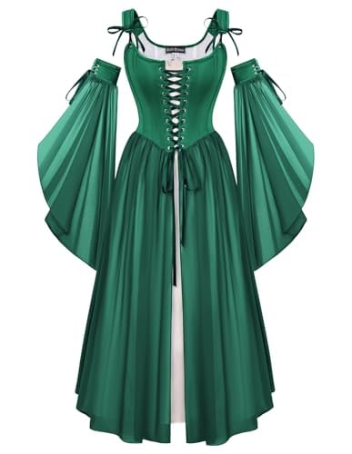 Scarlet Darkness Women's 2-Piece Renaissance Corset Dress Set w/ Bell Sleeves Deal
