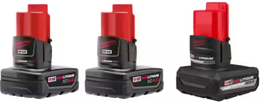Milwaukee M12 12v (2) 4.0 Ah XC Batteries with (1) 5.0 Ah XC High Output Battery Deal