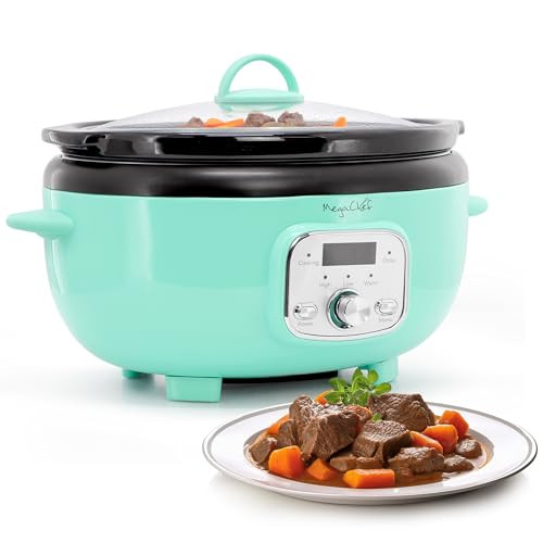 MegaChef 3.7 Quart Oval Digital Slow Cooker w/ Black Stoneware Crock