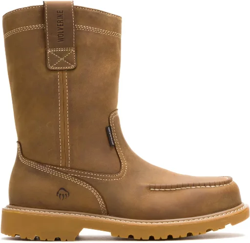 Wolverine Men Floorhand Moc-Toe Pull-On Work Wellington Shoes Dark Wheat Deal