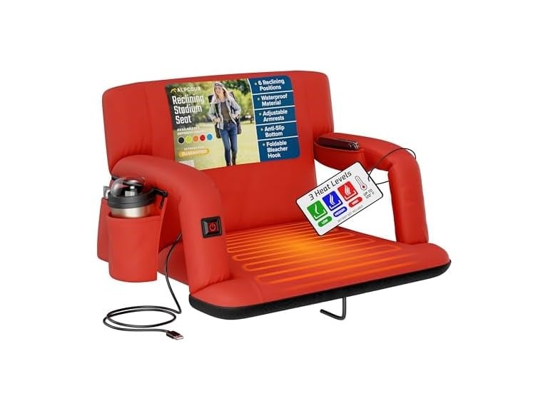 Alpcour Heated Reclining Stadium Seat w/ Back Support: Wide Deal