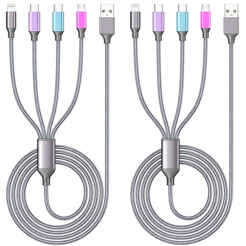 HYXing 2-Count 4-ft 4-Way Multi Charging Cables