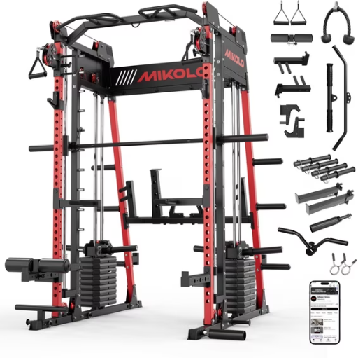 Mikolo M11 Smith Machine Home Gym with two 130lb selectable weight stacks