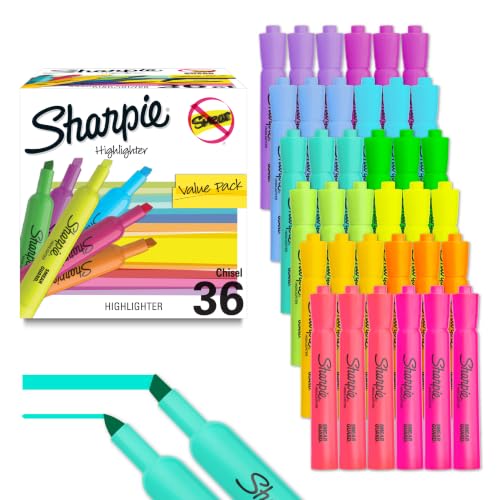 Sharpie Tank Highlighters, Chisel Tip, 36 Count