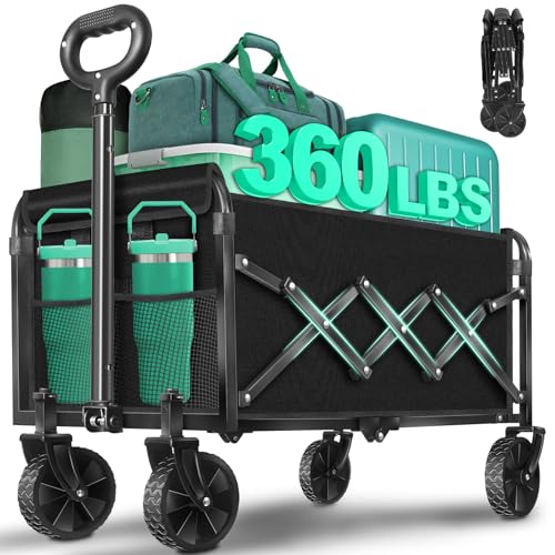 Kovry 360 Lbs Collapsible Wagon Cart with Wheels Foldable (Black) Deal