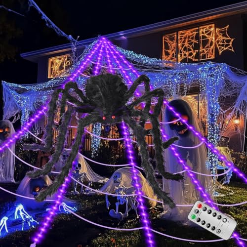 Spider Webs Halloween Decorations Lights, 250 Purple LED, 16.4Ft Deal