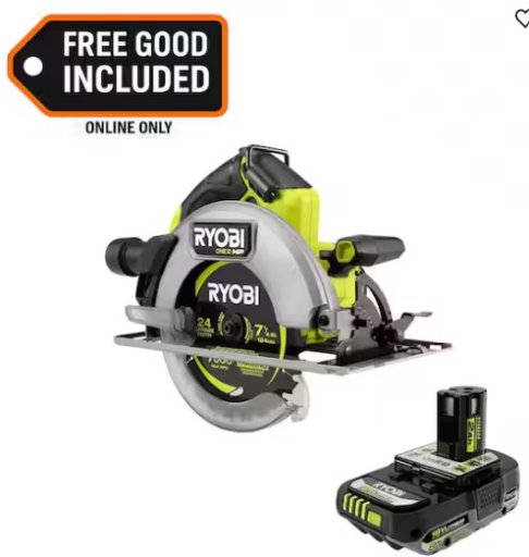 RYOBI ONE+ HP 18V Brushless Cordless 7-1/4 in. Circular Saw with FREE 2.0 Ah Battery