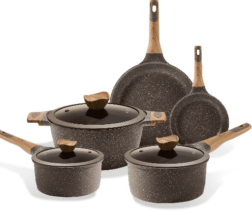 8-Piece Carote Nonstick Granite Pots and Pans Induction Cookware Sets