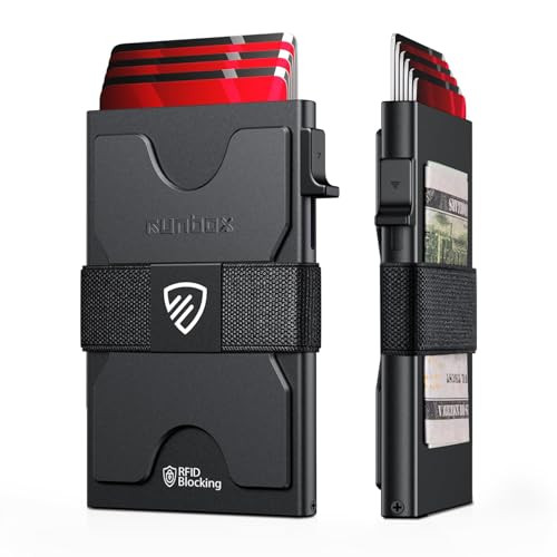 Runbox Men's Slim Aluminum RFID Card Holder Wallet w/ Pop-up Function (Matte Black)