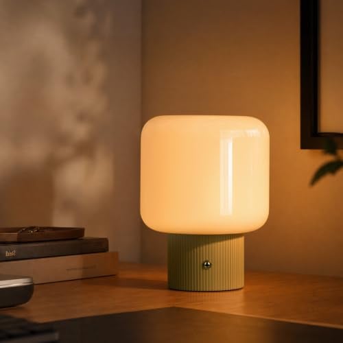 Cordless Rechargeable Mushroom Table Lamp with 3 Color Temps LED Dimmable
