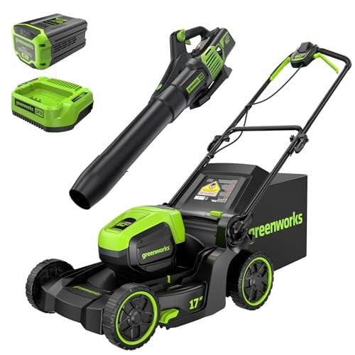 Greenworks 60V 17" Brushless Mower + 60V 610 CFM Brushless Blower with 4.0Ah Battery and 3A Charger Deal