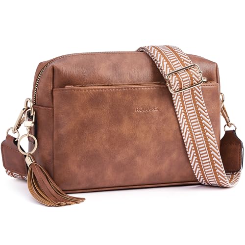 Roulens Triple Zip Small Crossbody Bag with Wide Shoulder Strap & Card Slots Deal