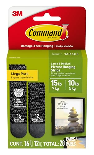 Command Strips 28-Pair (16-Pair Large; 12-Pair Medium; Black) Deal