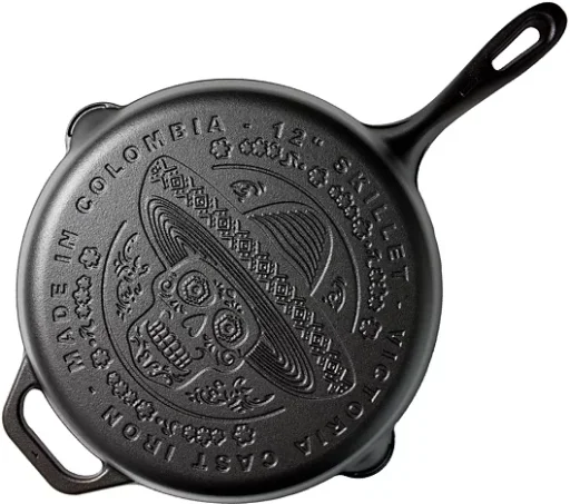 Victoria Day of the Dead La Calaca 12" Cast Iron Skillet