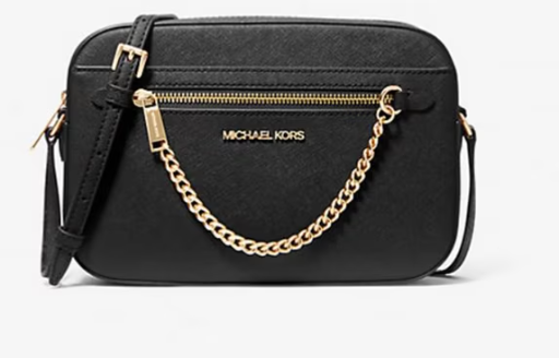 Michael Kors Leather East West Chain Crossbody Bag Black Large Deal