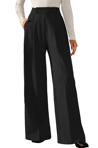 Arach&Cloz Women's Wrinkle-Free Pleated Wide Leg Pants