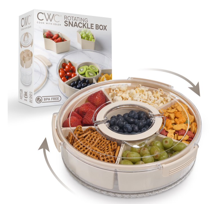 Cook With Color 6-Compartment Round Snackle Box Serving Tray Deal