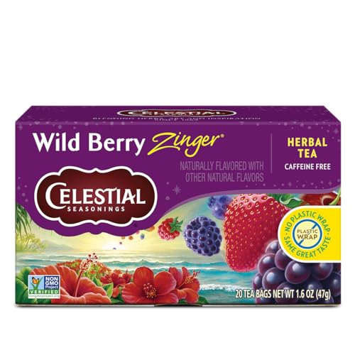 Celestial Seasonings Caffeine-Free Herbal Tea, Wild Berry, Raspberry, Tangerine Orange or Variety Pack, 20 Count