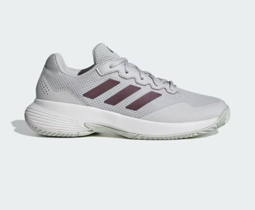 adidas Women's Gamecourt 2.0 Tennis Shoes (Grey One / Aurora Met. / Core White)